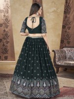 Dark Green Georgette Readymade Lehenga Choli